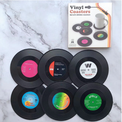 Vinyl Disk Coasters With Holder