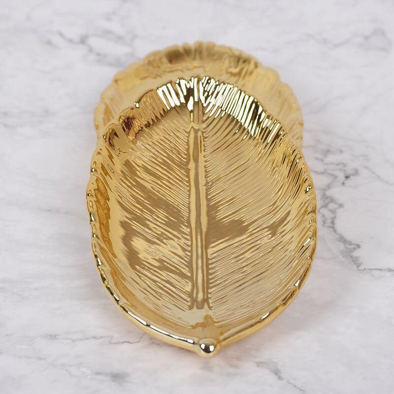 Nordic Ins Gold Leaf Ceramic Storage Tray