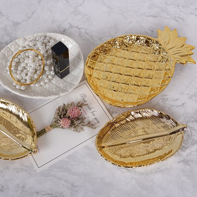 Nordic Ins Gold Leaf Ceramic Storage Tray